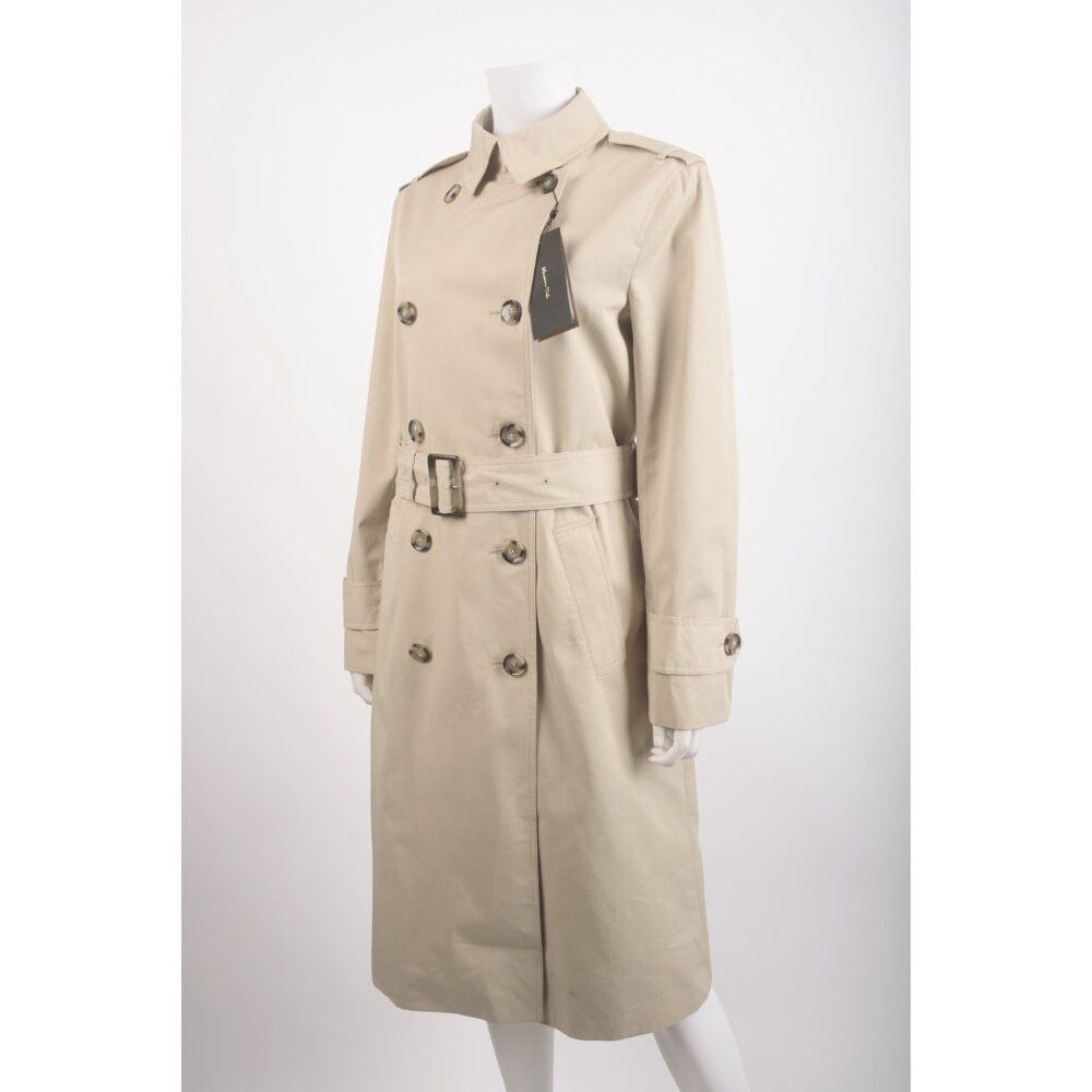 Massimo Dutti Womans Trench Coat Jacket Size S Small Beige Belted 6723/901 NWT - Picture 4 of 6